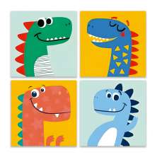 Kit 4 Quadros Dino Dinossauros Infantil Quarto Menino Mdf