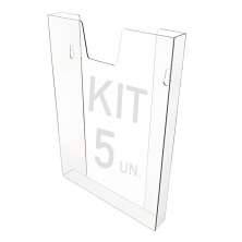 Kit 5 Displays Porta Folha Prontuário Parede A4 Acrílico Ps
