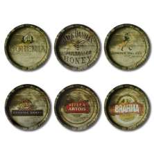 Kit 6 Placas Decorativas Mdf Bebidas Cervejas 30 cm redondas