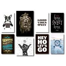 Kit 8 Placas Decorativas Frases e Animais Mdf