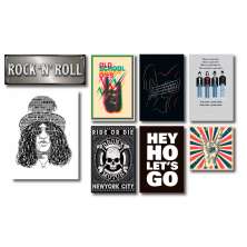 Kit 8 Placas Decorativas Música Rock Mdf