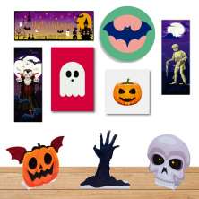 Kit Festa Halloween + Display de Mesa dia das Bruxas 9 Peças