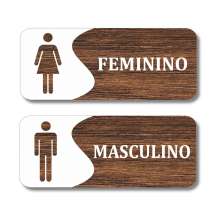 Kit Placa Sinalização Banheiro Feminino Masculino Sanitário