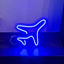 Painel Neon Led Avião Viagem de Mesa Decoração Acrílico