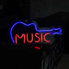 Painel Neon Led Música Guitarra de Mesa Decoração Acrílico