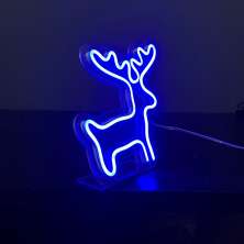 Painel Neon Led Natal Alce de Mesa Decoração Acrílico