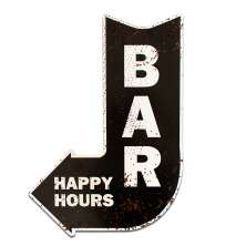 Placa Decorativa Recorte Seta Bar Happy Hours 40x28 Cm
