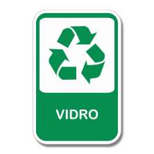 Placa de Sinalização Aviso Reciclagem Vidro 20x13 cm