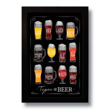 Quadro Decorativo Cerveja Types Of Beer Vintage  33x43 cm