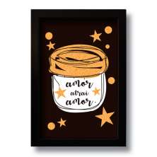 Quadro Decorativo Frase Amor Atrai Amor  33x43 cm