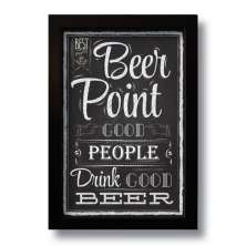 Quadro Decorativo Frase Bebidas Beer Point Vintage  33x43 cm