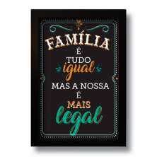 Quadro Decorativo Frase Família Para Sala Quarto  33x43 cm