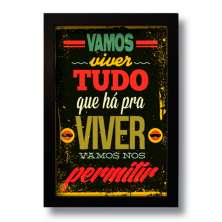 Quadro Decorativo Frase Motivacional Vamos Viver  33x43 cm
