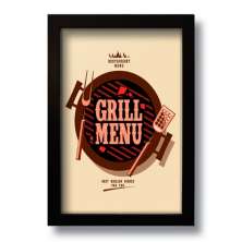 Quadro Decorativo Grill Menu Churrasco Vintage  33x43 cm