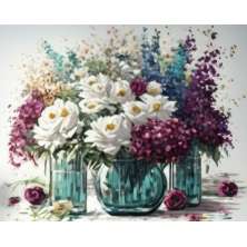 Quadro Decorativo Floral Classico, Tela em Canvas na Horizontal ideal para ambiente de Sala, Quarto e Hall (100X70 CM)