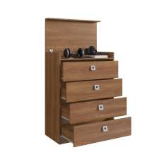 Cômoda 4 Gavetas c/ Gabinete Oculto Lock Nogal - Art In Móveis