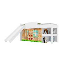 Cama Infantil com Escorregador e Cortina 90 Playground Branco - Art In Móveis