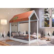 Cama Infantil com Telhado Montessoriano Branco - Art In Móveis