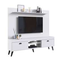 Conjunto Home Theater Rack e Painel Setubal Branco- Art In Moveis