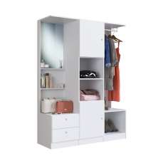 Guarda Roupas Solteiro c/ Espelho, 2 Portas e 2 Gavetas Closet Branco - Art In Móveis