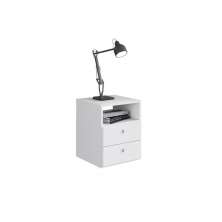 Mesa de Cabeceira com 2 Gavetas e 1 Prateleira Tokio Branco - Art In Móveis