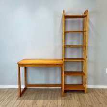 Home Office Escrivaninha e Estante de Madeira Pinus Linea Slim Carvalho