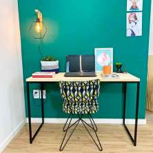 Mesa para Escritório de Ferro e Madeira 120cm Style Industrial Natural e Preto