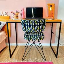Mesa para Escritório de Ferro e Madeira 96cm Style Industrial Carvalho e Preto