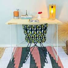 Mesa para Escritório de Ferro e Madeira Industrial Natural e Branco