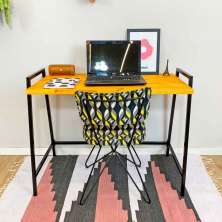 Mesa para Escritório de Ferro e Madeira Industrial Steel 100cm Carvalho e Preto
