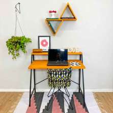 Mesa para Escritório de Ferro e Madeira Style Stair 100cm Carvalho e Preto
