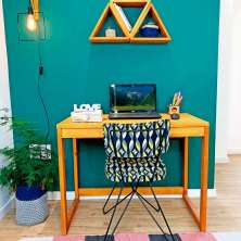 Mesa para Escritório de Madeira Pinus Linea Carvalho
