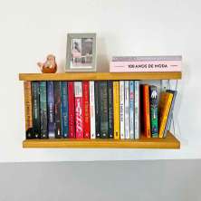 Prateleira Dual de Ferro e Madeira 60cm Industrial Nozes e Branco