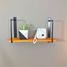 Prateleira de Parede de Ferro e Madeira Bracket Industrial 50cm Carvalho e Preto