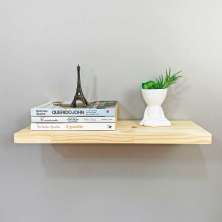 Prateleira de Parede de Ferro e Madeira Industrial Suspensa 60cm Natural e Branco