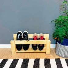 Sapateira de Madeira Pinus Linea Stair Natural
