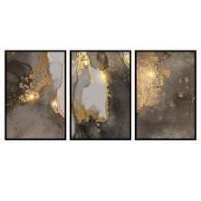 Kit com 3 Quadros Decorativos 70x50 cm Felinos com Moldura Caixa Preta, na posição Vertical ideal para ambiente de Sala, Quarto e Hall.