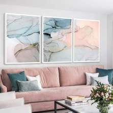 Kit com 3 Quadros Decorativos 70x50 cm com Moldura Caixa Branca de 3cm de profundidade, na posição Vertical ideal para ambiente de Sala, Quarto e Hall