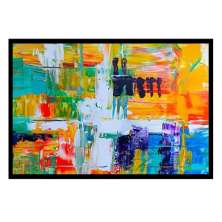 Quadro Decorativo Abstrato Intenso com Moldura Caixa, na posição Horizontal, ideal para ambiente de Sala, Quarto e Hall (Moldura Preta, 100x70 cm)