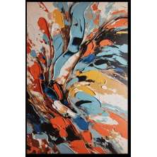 Quadro Decorativo Abstrato Vibrante com Moldura Caixa Preta, na posição Vertical, ideal para ambiente de Sala, Quarto, Escritorio e Hall (100x70 cm)