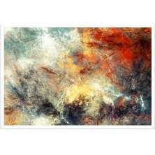 Quadro Decorativo Abstrato Vibrante com Moldura Caixa, na posição Horizontal, ideal para ambiente de Sala, Quarto e Hall (Moldura Branca, 100x70 cm)