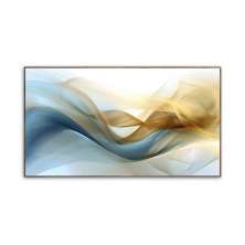 Quadro Decorativo Abstrato com Moldura Caixa, na Posição Horizontal, ideal para Ambiente de Sala, Quarto e Hall de Entrada (Moldura Nogueira, 100x70 cm)