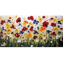 Quadro Decorativo Floral Contemporâneo, Tela em Canvas na Horizontal ideal para ambiente de Sala, Quarto e Hall de entrada (100x70 cm)
