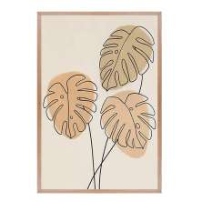 Quadro Decorativo Floral Costela de Adão com Moldura Caixa, na posição Horizontal, ideal para ambiente de Sala, Quarto e Hall  (90x70cm)