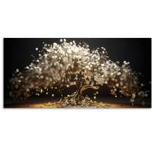 Quadro Decorativo Floral Pintura Arvore Maravilha, Tela em Canvas na Horizontal ideal para ambiente de Sala de estar, jantar, reuniões, Quarto e Hall de entrada