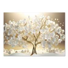 Quadro Decorativo Floral Pintura Arvore Prosperidade, Tela em Canvas na Horizontal ideal para ambiente de Sala de estar, jantar, reuniões, Quarto e Hall de entrada