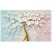 Quadro Decorativo Floral Romantico com Moldura Caixa, na posição Horizontal, ideal para ambiente de Sala, Quarto e Hall