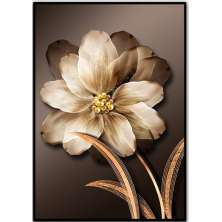 Quadro Decorativo Floral Sepia com Moldura Caixa com 3cm de profundidade, na posição Vertical, ideal para ambiente de Sala, Quarto e Hall (100x70 cm)