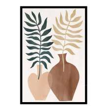 Quadro Decorativo Floral Terracota com Moldura Caixa, na posição Vertical, ideal para ambiente de Sala, Quarto e Hall  (90x70cm)