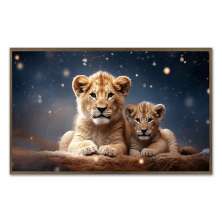 Quadro Decorativo Leão Natureza com Moldura Caixa de 3cm de Profundidade, na posição Horizontal, ideal para ambiente de Sala, Quarto e Hall de Entrada
